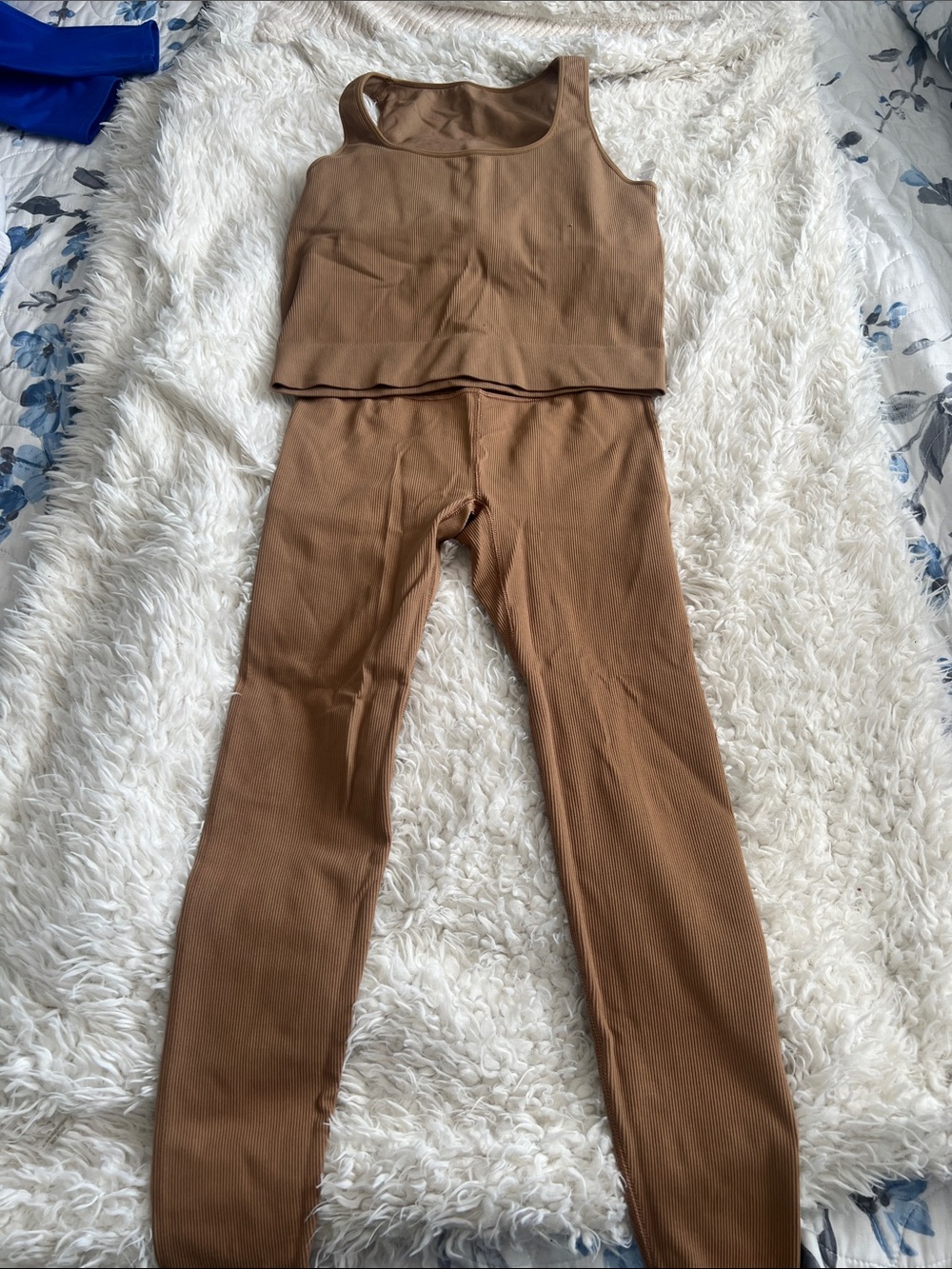 Ribbed Tank and Legging Set in Tan
